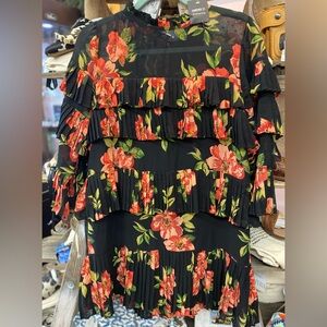 Dress, floral print, black and pink, forever21 brand NUWT